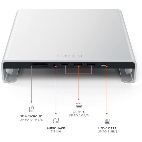 Support Typ-C SATECHI - Aluminium - 5 portar USB 3.2 - Elegant design - Kompatibel med iMac