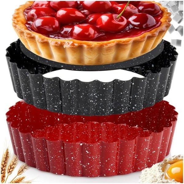 Pajformar 12 cm - Paket med 2 - Avtagbar botten - Non-stick beläggning - Kolstål - Idealisk för dessertquiche