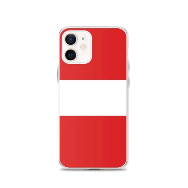 Telefonfodral – Peru's flagga – Kompatibel med iPhone 12 – Mjukt fodral – Stötsäkert och slitstarkt – Silikon – Pixelforma