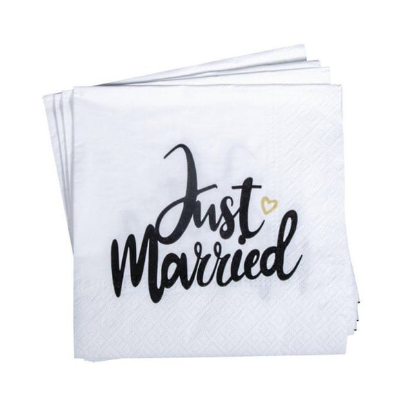 Servett Just married 33 cm 20 stycken
