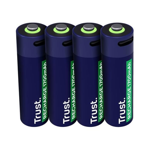 AA-uppladdningsbara batterier USB-C - TRUST - Återanvändbara batterier - Snabbladdning - Hållbar lösning - Vardagliga apparater