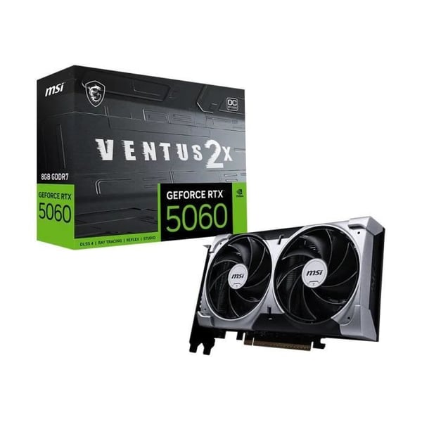 Grafikkort - MSI - GeForce RTX 5060 VENTUS 2X OC 8G - 8 GB GDDR6 - Dubbel TORX-fläkt - Effektiv kylning