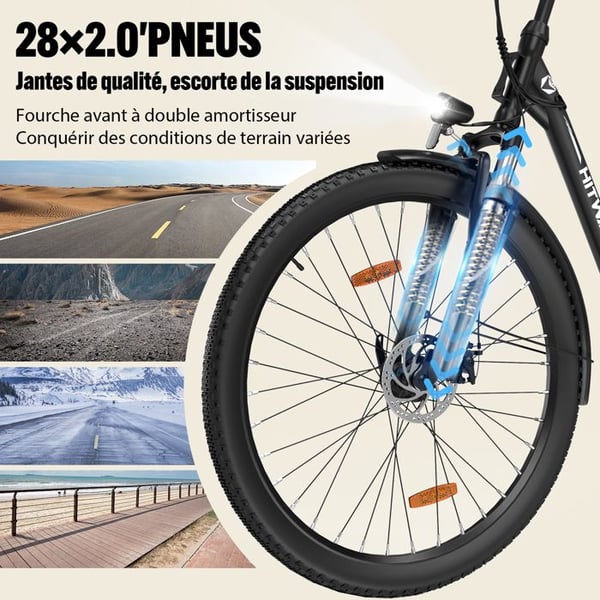 HITWAY Sähköpyörä E-Bike 28 Tuumaa, Moottori 250W, Akka 36V 13Ah, 7 Vaihdetta, LCD-näyttö - Musta