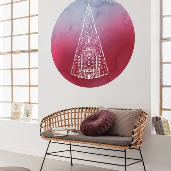Rundt klistermärke panoramavägg - Sanders & Sanders - Star Wars - Ø 128 cm - Rosa - Matt