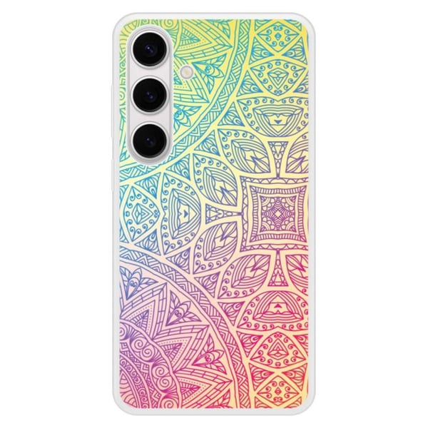 Silikonförstärkt skal med tryck kompatibelt med Samsung Galaxy S24 Plus Mandala Pastell