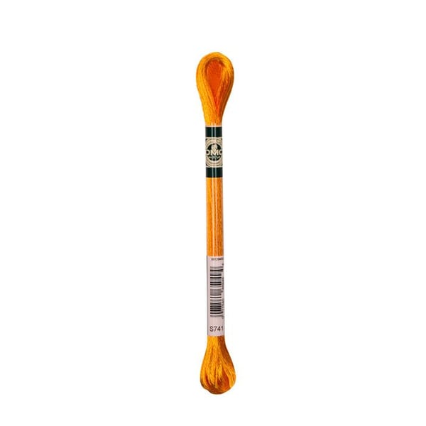 Blixtlåda med 6 trådar av satinbroderigarn DMC - Att 741 - mandarin.