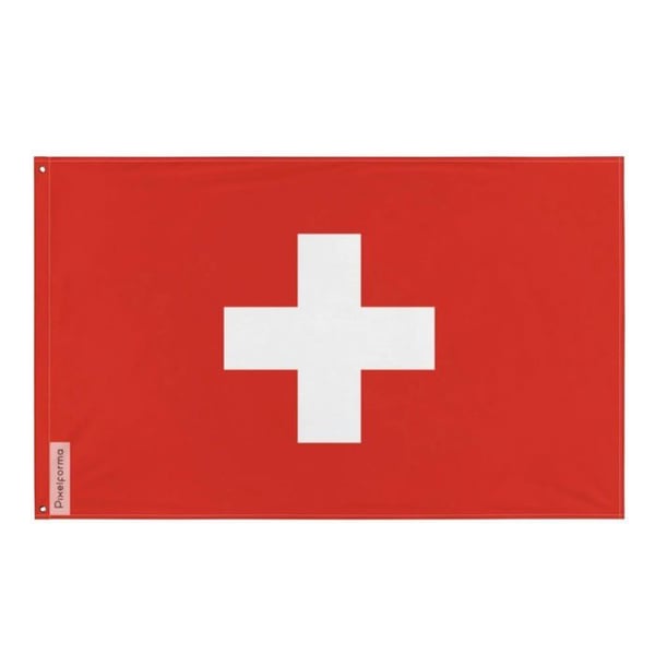 Schweiz Flagga – 192 x 288 cm – Hållbar Polyester – 2 Metall Öljett – Inomhus / Utomhus – Pixelforma