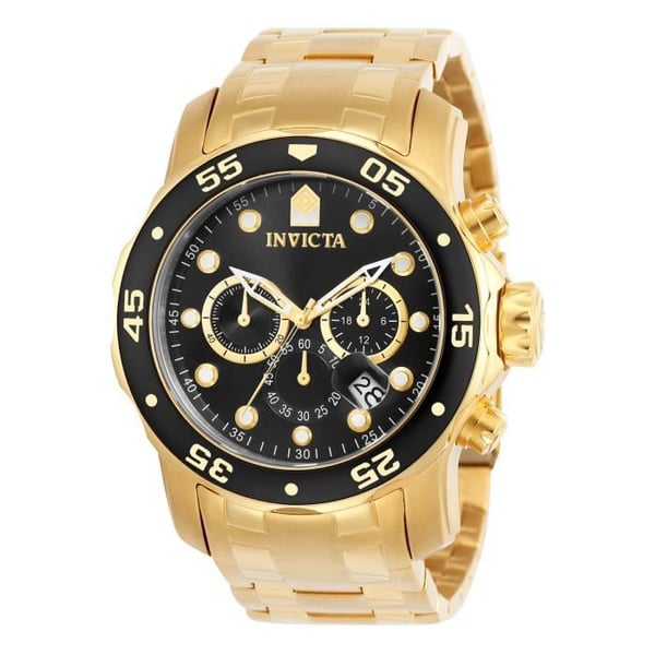 Armbandsur - INVICTA - Pro Diver 0072 - Quartz - Svart - Rostfritt stål - Guld