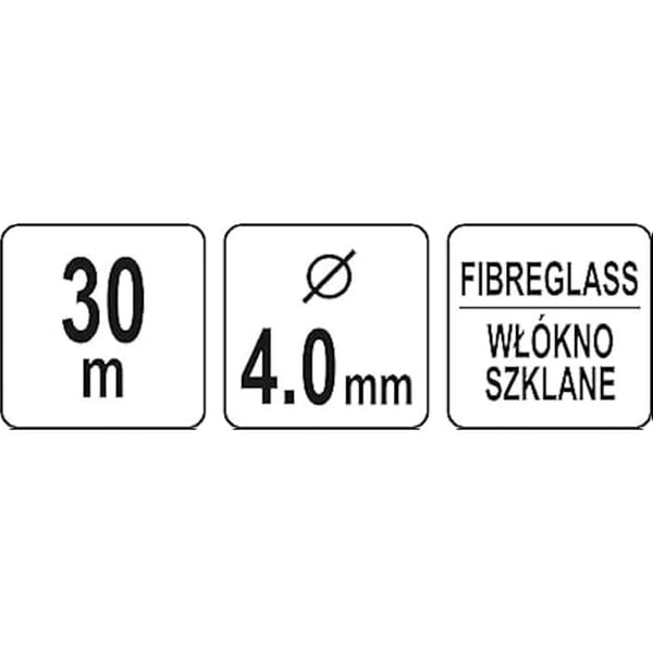 Utdragning kabel - YATO - YT-25015 - 30 meter - Oförstörbar glasfiber - Svart