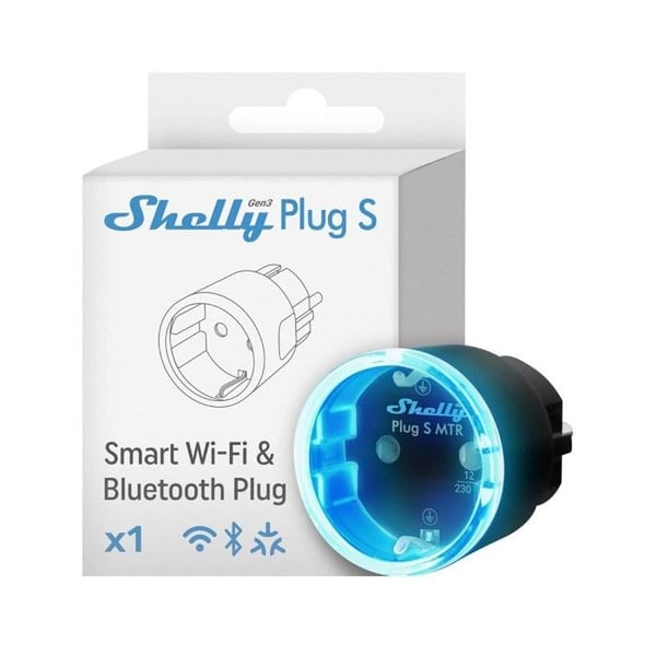 Smart stik - SHELLY - Plug S Gen3 - Wi-Fi - Programmerbar - Forbrugsopfølgning