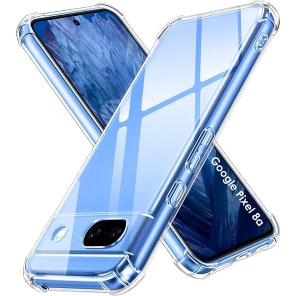 Skyddande skal - Phonillico - Google Pixel 8a - Elastisk TPU - Transparent - Förstärkt skydd