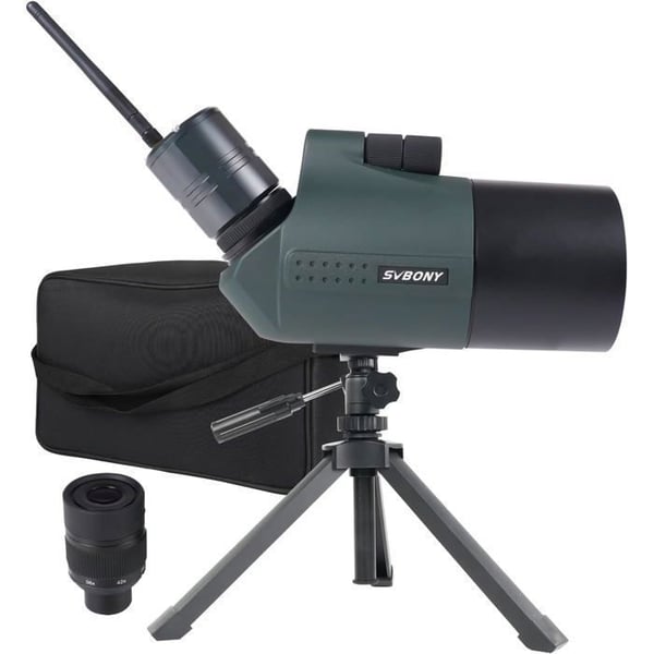 Svbony SV41Pro Mak Långsiktigt Teleskop med Ställning och SC001 WiFi Kamera, 28-84X80 FMC Dubbel Hastighet Fokusering, för Skytte och Jakt
