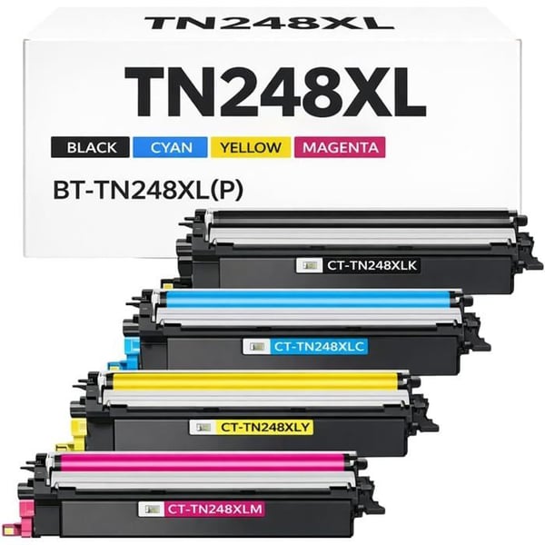 Pack med 4 kompatibla tonerkassetter Brother TN248XL för skrivare DCP L3515CDW till L3560CDW / HL L3215CW till L8240CDW / MFC L3740CDW till L8390CDW