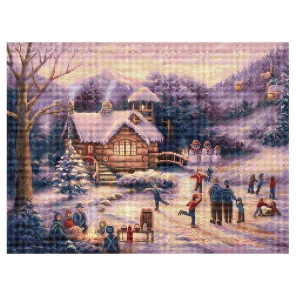 LetiStitch korsstygnsset - Skridskoåkning vid skymning 38x28 cm