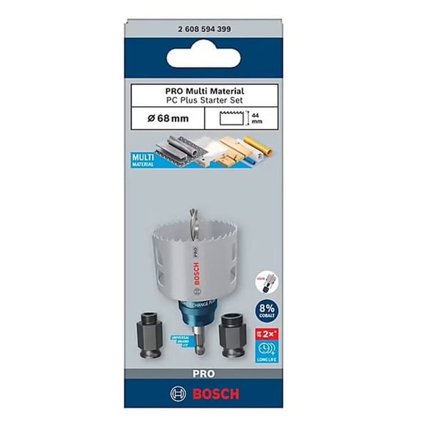 Kit Adaptateur PowerChange - BOSCH - Borrkrona 68 mm - Snabbstål - Mångsidig - Effektiv