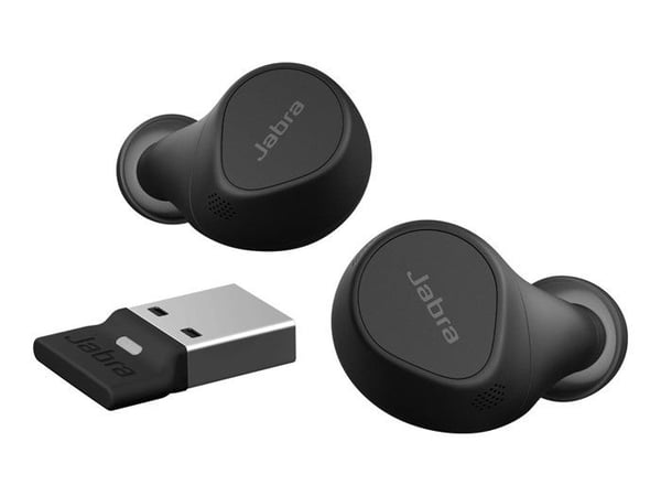Jabra Evolve2 Buds MS trådløse hovedtelefoner - Bluetooth - Aktiv støjreduktion - Sort - In-ear