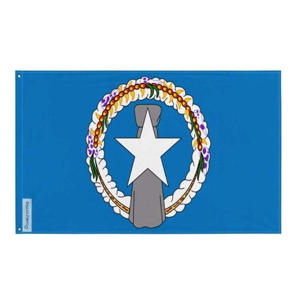 Flagga Norra Marianerna – 128 x 192 cm – Hållbar Polyester – 2 Metallöglor – Inomhus / Utomhus – Pixelforma