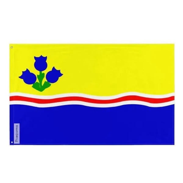Flagga från Lac-Saint-Jean – 64 x 96 cm – Motståndskraftig Polyester – 2 Metallöglor – Inomhus / Utomhus – Pixelforma