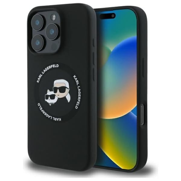 Telefoncover - KARL LAGERFELD - iPhone 16 Pro Max - Silikone - Unik design - Hoved Karl&Choupette