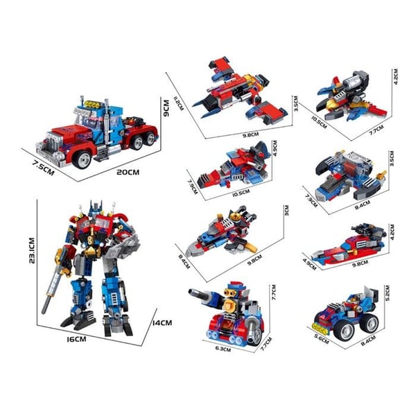 Byggsats 10 i 1 Robot och Fordon 725 Färgglada Byggstenar