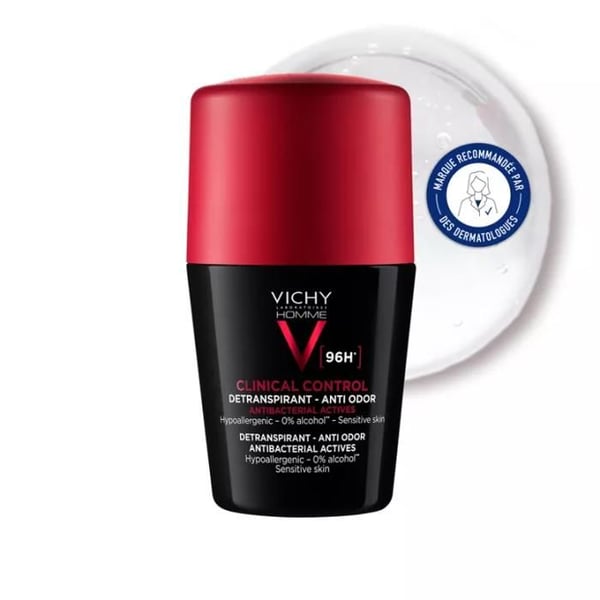 Vichy Homme Lot*2 Détranspirant Anti-Odor 96H - Roll-On 50 ml