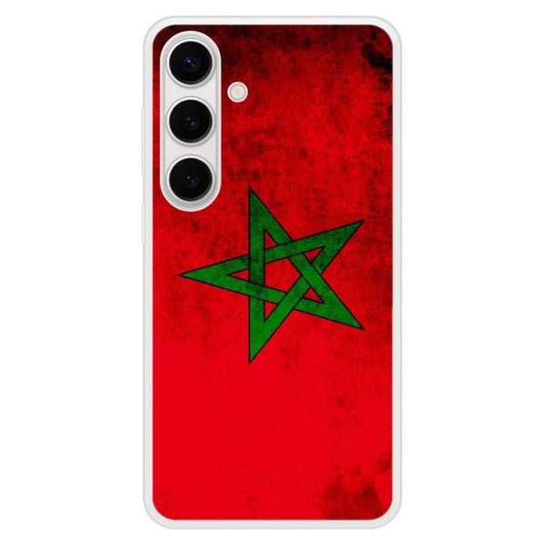 Förstärkt silikonfodral med tryck kompatibelt med Samsung Galaxy S24 Plus Marockos flagga