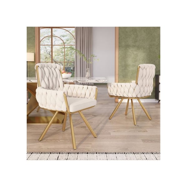 Matsalsstolar - MUVOE - Snurrig sammet - 360° - Beige - Set om 2