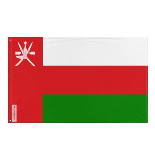 Omanflagga – 60 x 90 cm – Resistenta Polyester – 2 Metallöglor – Inomhus / Utomhus – Pixelforma