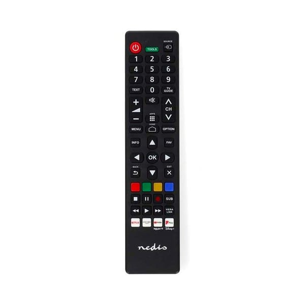 NEDIS Universell fjernkontroll forhåndsprogrammert for Panasonic TV-er - Knapper for Netflix / Youtube / Disney+