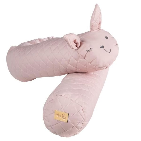 ROBA Spjälsäng stötfångare - "roba Style" ormkudde "Lily" kanin ansikte - 170 cm - Rosa