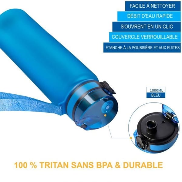 Hydraatiopullo - Kingcamp - Tritanista - 1 Litra - Vuotamaton - Nailonikahva