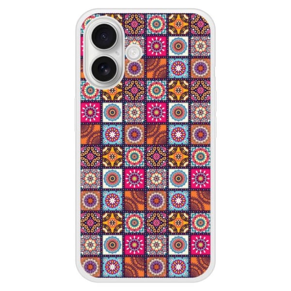 Siliconeförstärkt skal med mönster kompatibel med Apple iPhone 16 Plus Patchwork Mandala