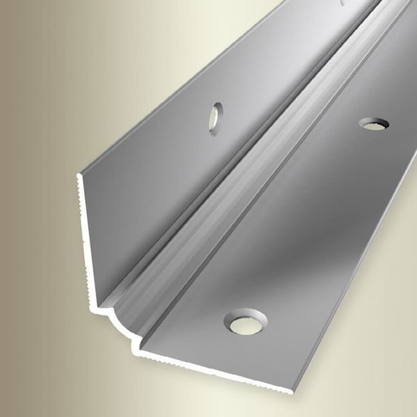 PROVISTON Inre trapphörn 29 mm H 3 mm L 2500 mm Anodiserad aluminium Slät Silverfärgad Dubbel förskjutning Infälld Genomborrad
