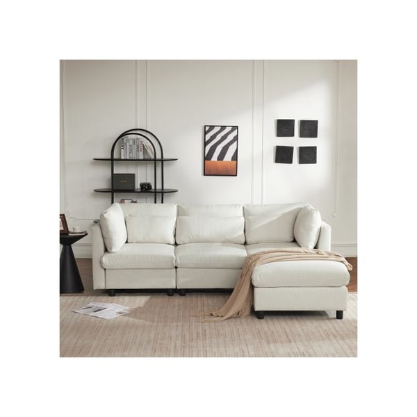 Modern design, Polstermöbler, Hörnssoffa med fotstöd, L-formad hörnssoffa
