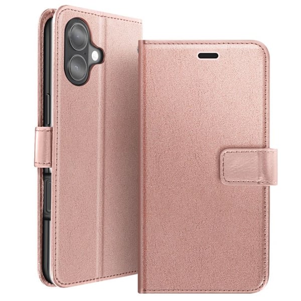 Fodral plånbok för iPhone 17 med handledsrem och ståfunktion Mayaxess Rosa