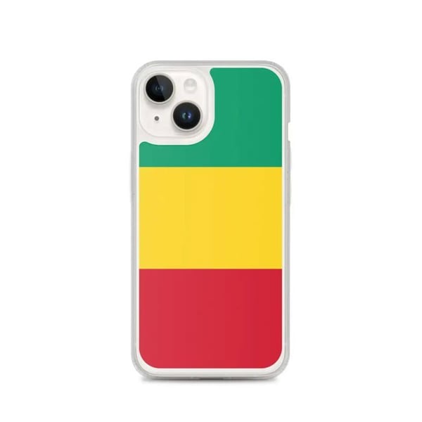 Mobilskal – Guinea Flagga – Kompatibel med iPhone 14 – Mjukt Skal – Slitstarkt och Stötdämpande – Silikon – Pixelforma