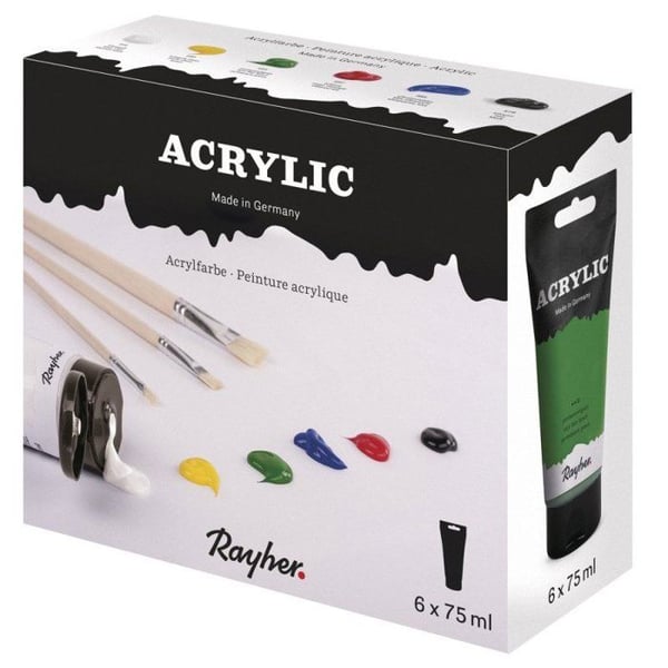 Akrylsats 6 x 75 ml, Målad. artist akryl, 450ml kartong