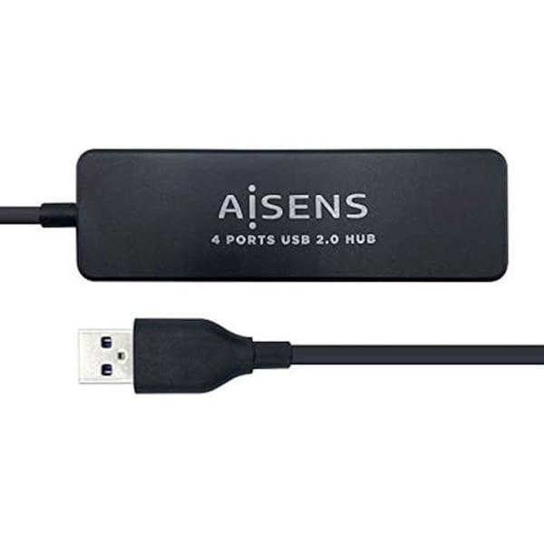 Aisens USB 2.0 Hub Typ A/M-4xtyp A/H Svart 30 cm