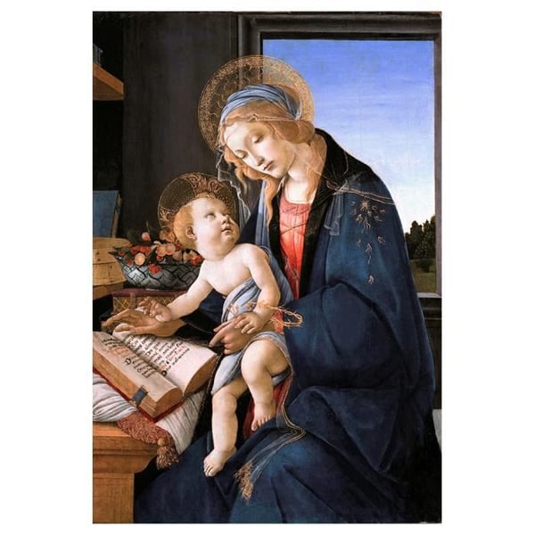 Legendarte - Målning, tryck på duk - Madonna Ur boken Sandro Botticelli cm. 40x60
