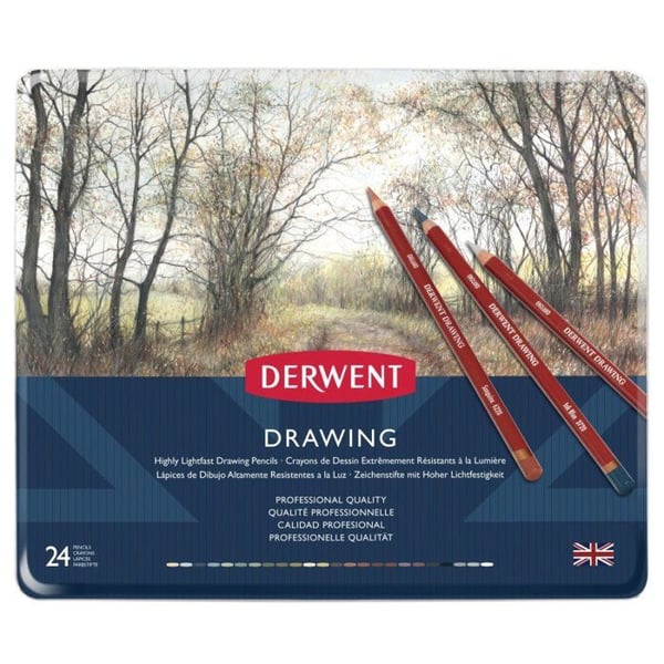 Ritkritor - Derwent - 24-pack - Krämig textur - Olika färger - Idealisk för teckning