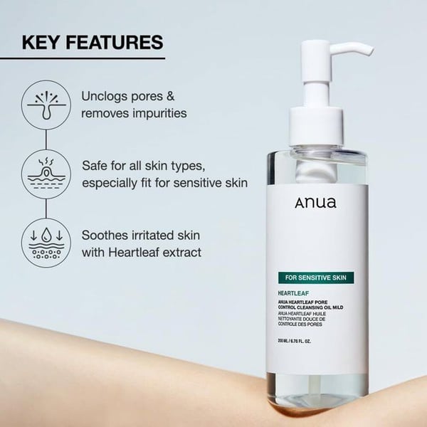 Rengöringsolja - ANUA - Heartleaf Pore Control - 200ML - Doftfri - Känslig hy