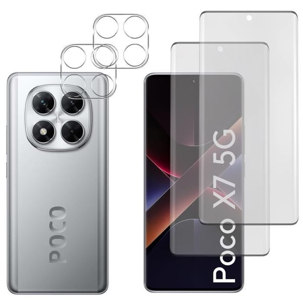 Härdat Glas - Phonillico® - Xiaomi Poco X7 5G - Paket 2 - Skärm- och Kameraskydd - Rep-resistant