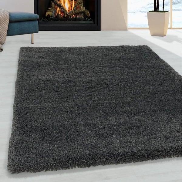 Tjock och mjuk shaggy matta med långa hår på 30 mm för modern vardagsrum och sovrum (Dimension: 140x200 cm - Färg: Grå)