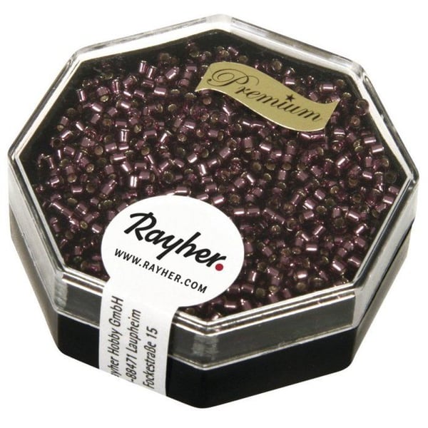 Delica-rocailles, 1,6mm transparent regnbåge, låda, lila, 6g