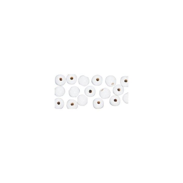 FSC 100% träpärlor, polerade, 10 mm ø, vit, 52 stycken