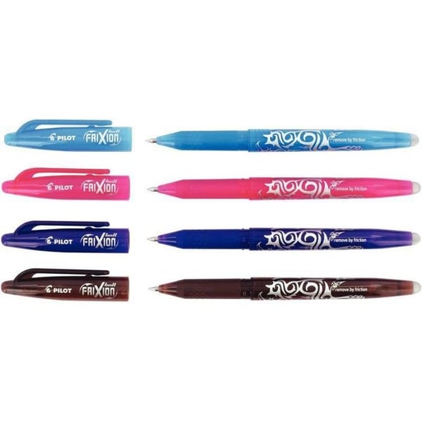 Stylo roller - PILOT - FRIXION BALL 07 Set2Go - Etui med 4 - Blandade färger - Fin spets