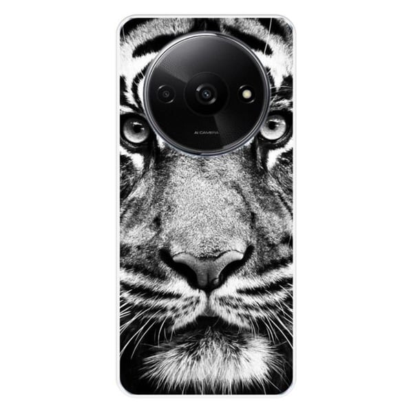 Silicone-skal med tryck kompatibel med Xiaomi Redmi A3 4G Vit och svart tiger