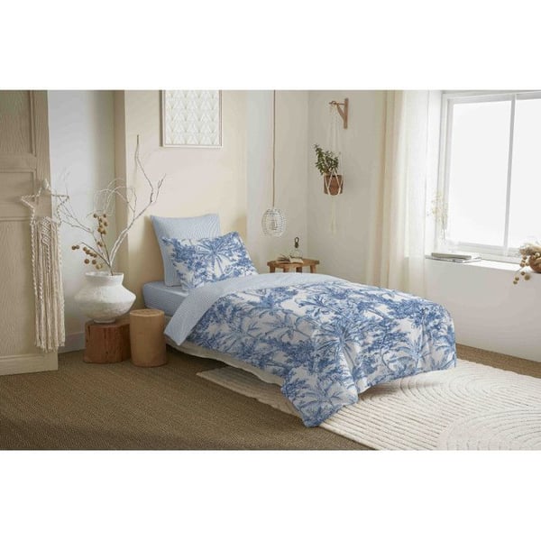 Helsättningspaket med reversibel täckesöverdrag "Vanessa" 4 delar för säng 90 x 190 Adama Azur