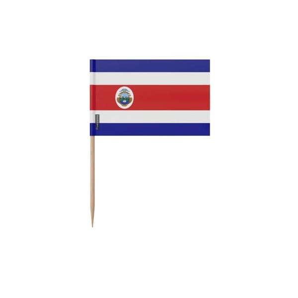 Tandpetare Costa Rica-flagga - 8 cm - 100 stycken - Adhesivplast - Bambuskäpp - Pixelforma