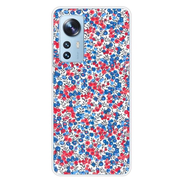1001Coques - Silikonfodral kompatibelt med Xiaomi Mi 12 Mi 12X - Liberty Wiltshire blå mönster - Originaldesign tryckt i Frankrike